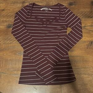 Aeropostale Maroon Striped Long Sleeve Tight-fitting Top Size XS